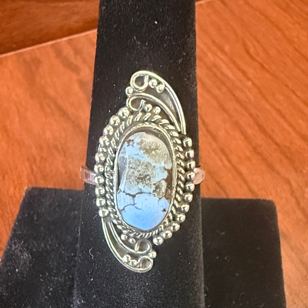 New 925 Sterling Silver Golden Hills Turquoise Adjustable Ring
